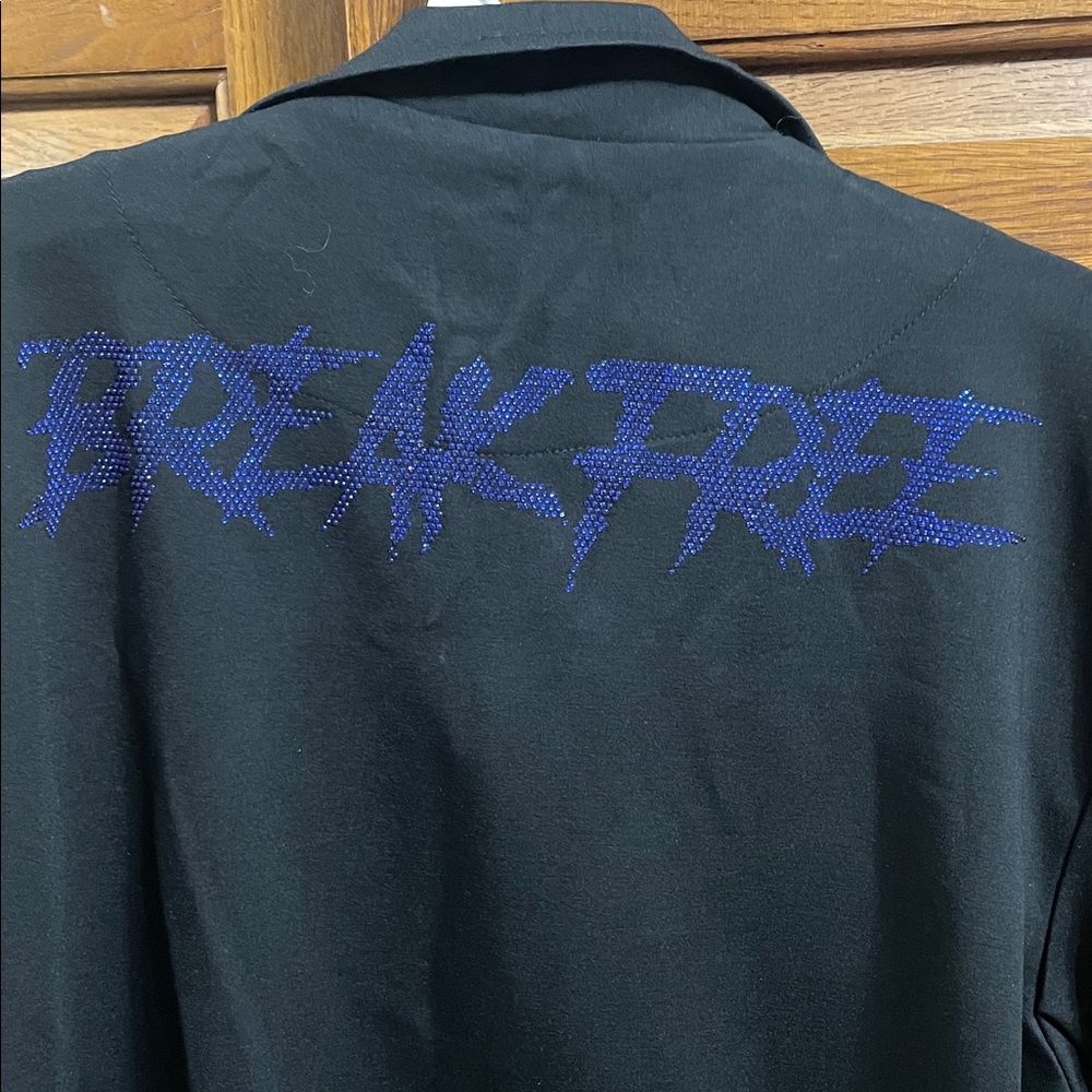 DNA Black Zip-Front Jacket with Blue Rhinestone Accent Sz. M  NWOT break free